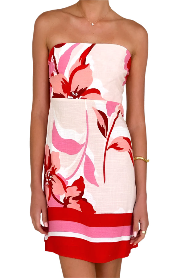 Chic Floral Strapless Dress