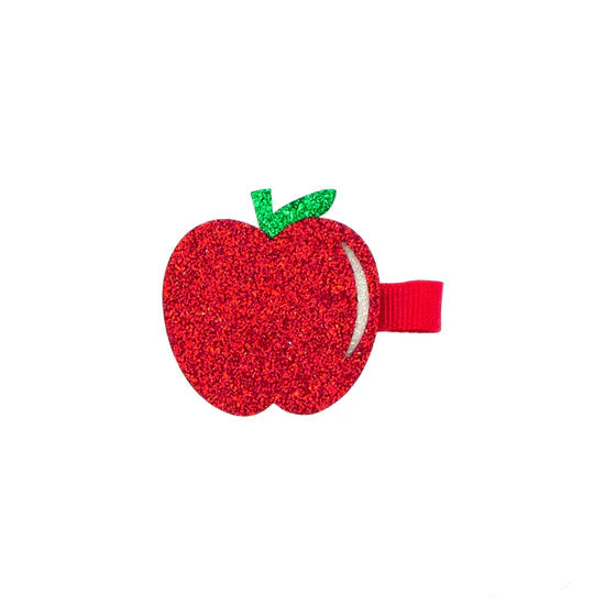 Glitter School-themed Girls Apple Hair Clip