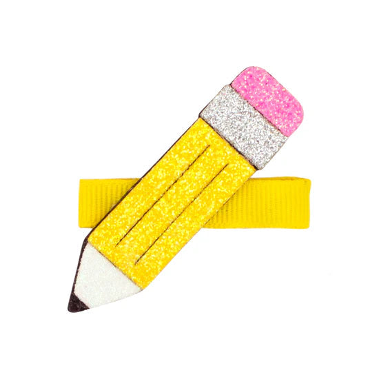 Glitter School-themed Girls Pencil Hair Clip