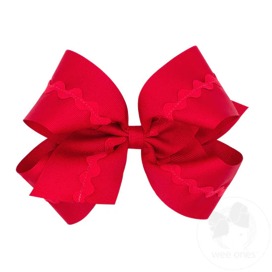 Grosgrain Hair Bow with Ric-Rac Trim