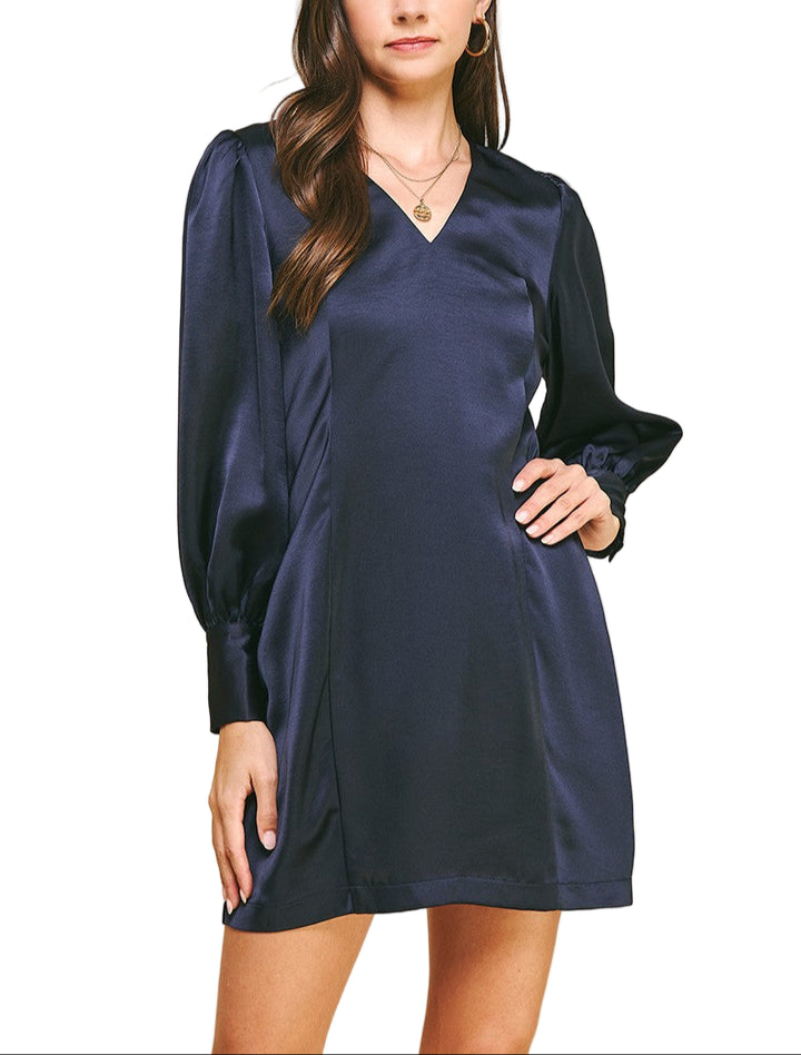 A V-Neck Dress with Balloon Dress