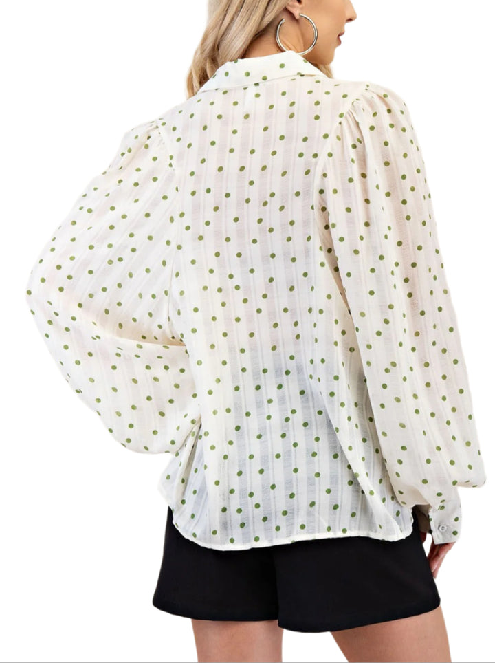 Collar Neck Button Down Print Shirt