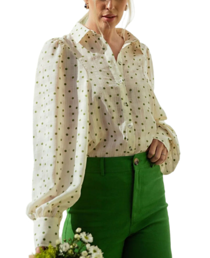 Collar Neck Button Down Print Shirt