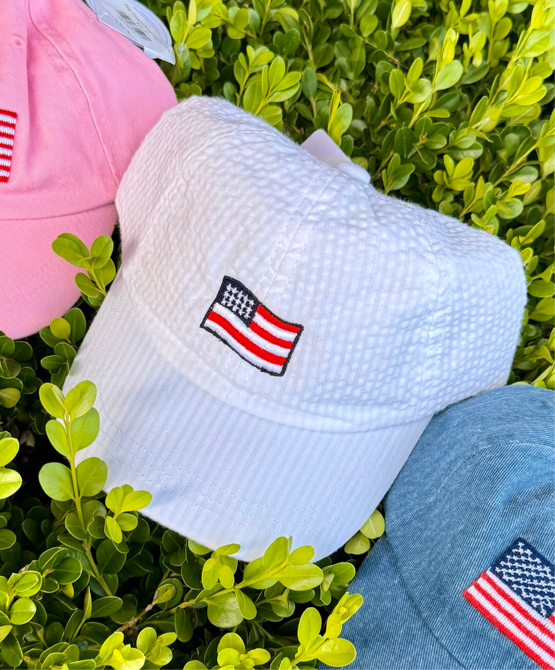White seersucker hat