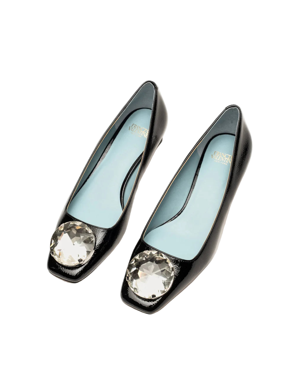 A little mod, a lot of glamour. Part of our Mod Collection, a curated lineup celebrating all things circular, the Mary block heel brings '60s polish to today’s wardrobe. Designed with a structured square toe and crafted in glossy crinkle patent leather, it’s topped with an oversized crystal ornament that steals the show. Finished with a cushioned footbed, this slip-on flat delivers equal parts comfort and charisma. A true statement shoe with vintage soul.