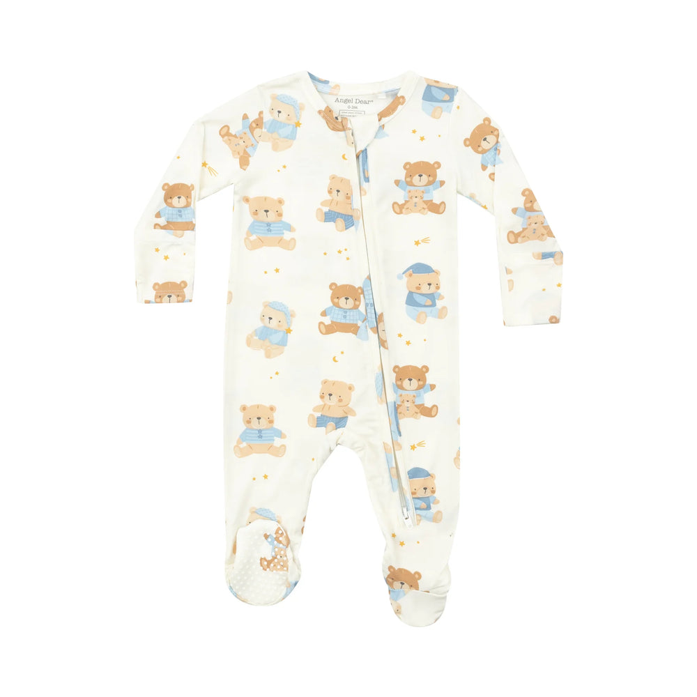 teddy bear blue 2 way zipper footie angel dear