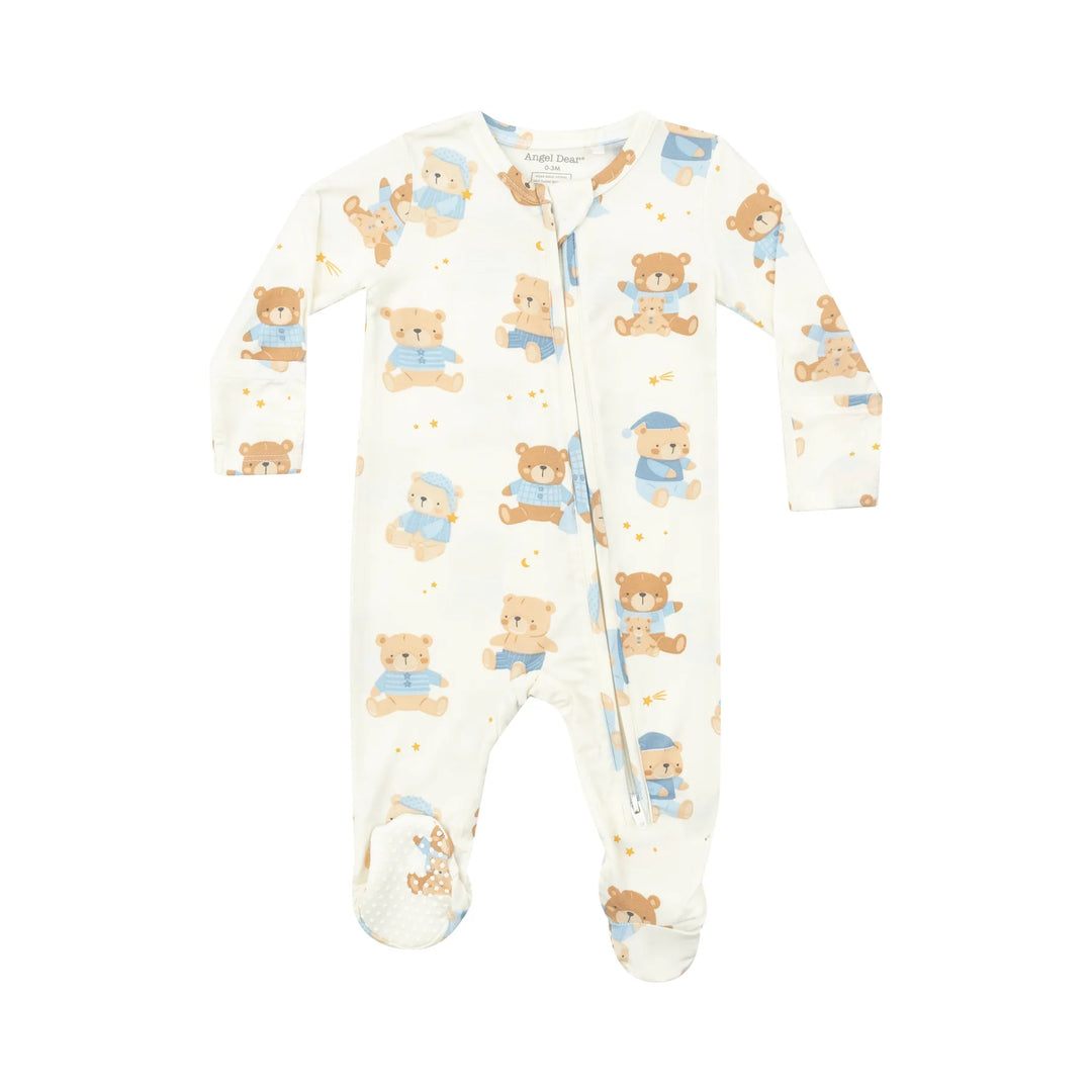 teddy bear blue 2 way zipper footie angel dear