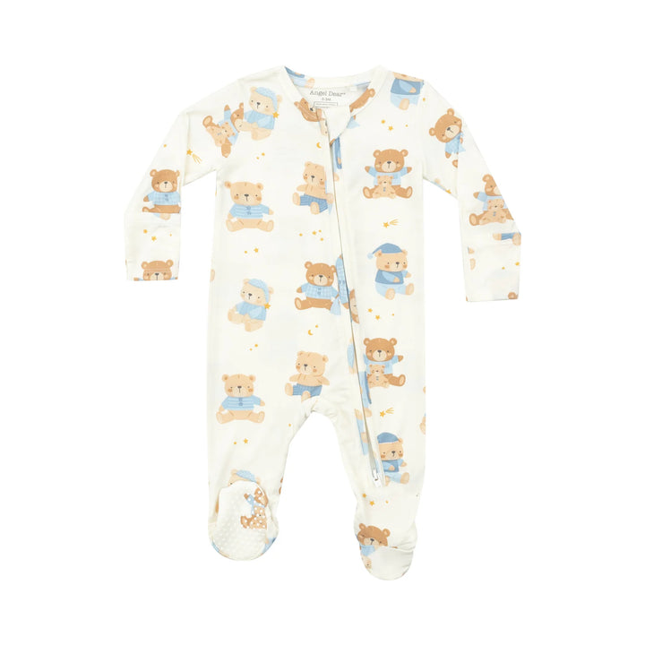 teddy bear blue 2 way zipper footie angel dear