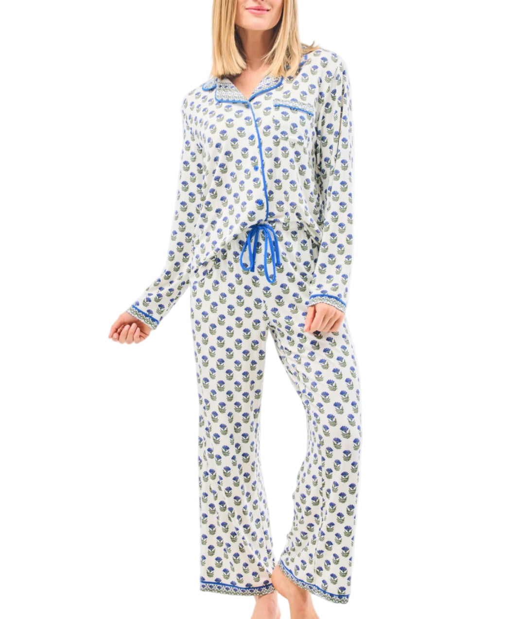 Charlotte Pajama Pant Set in Floral Foulard Navy