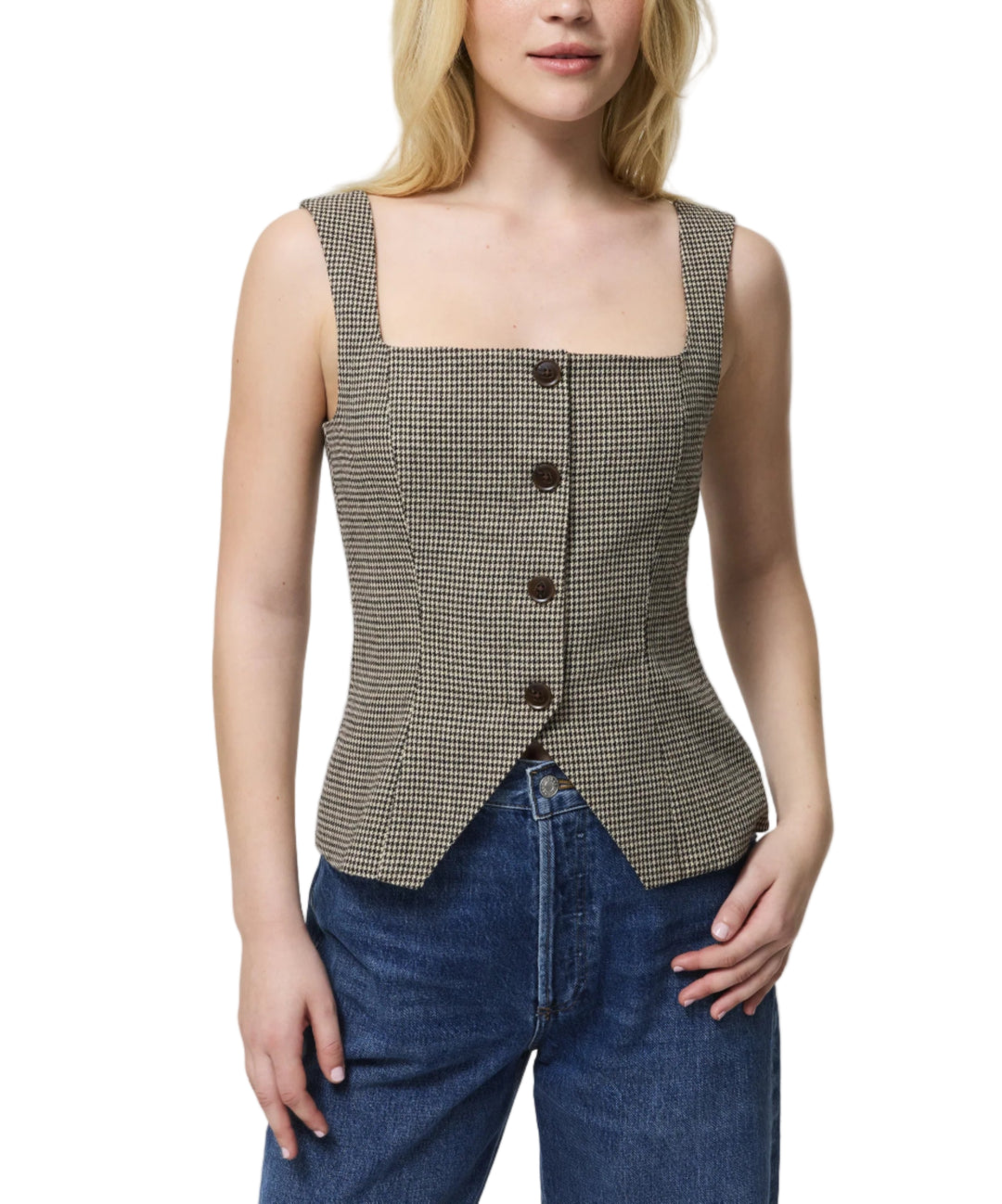 Houndstooth Wool Sleeveless Top