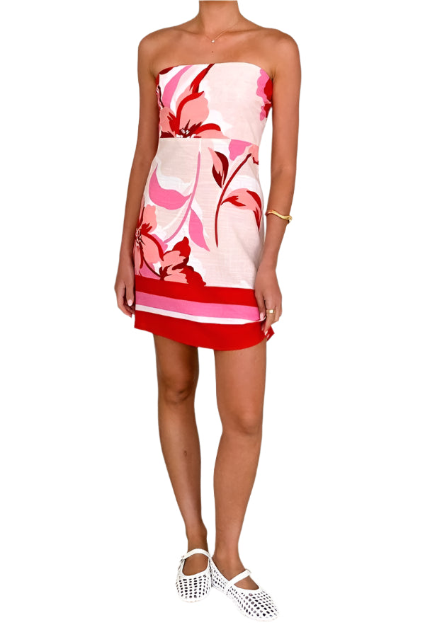 Chic Floral Strapless Dress