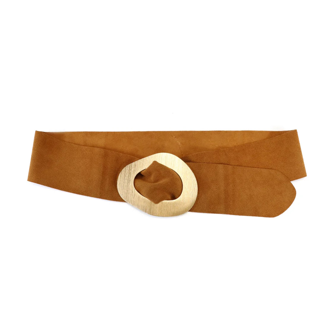 Leather Belt with Gold Buckle