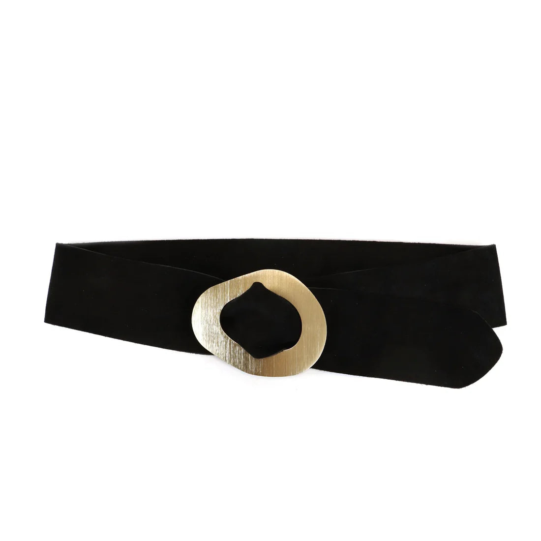 Leather Belt with Gold Buckle