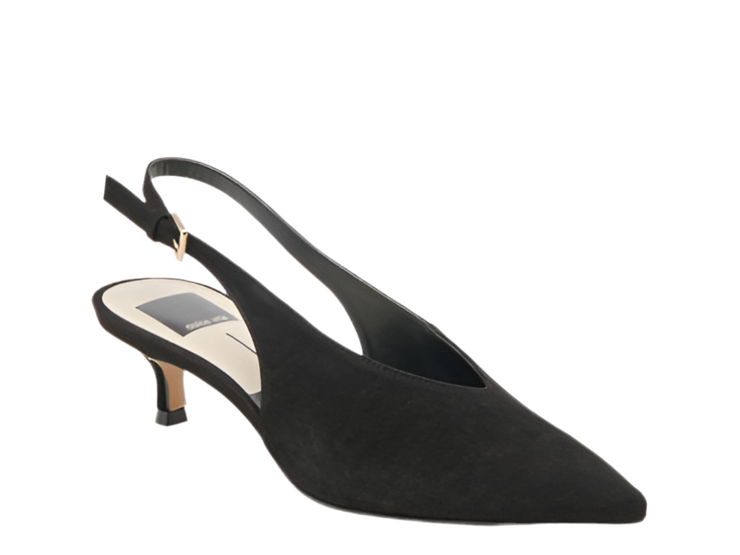 Alenna Sling Back Heel in Onyx Suede