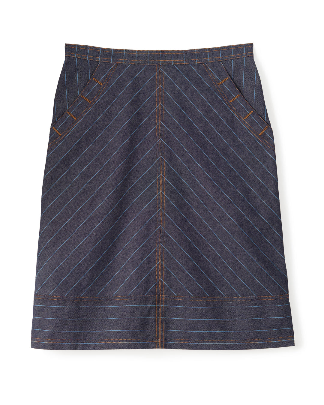 Elle Skirt in Denim Bluebell Stripe