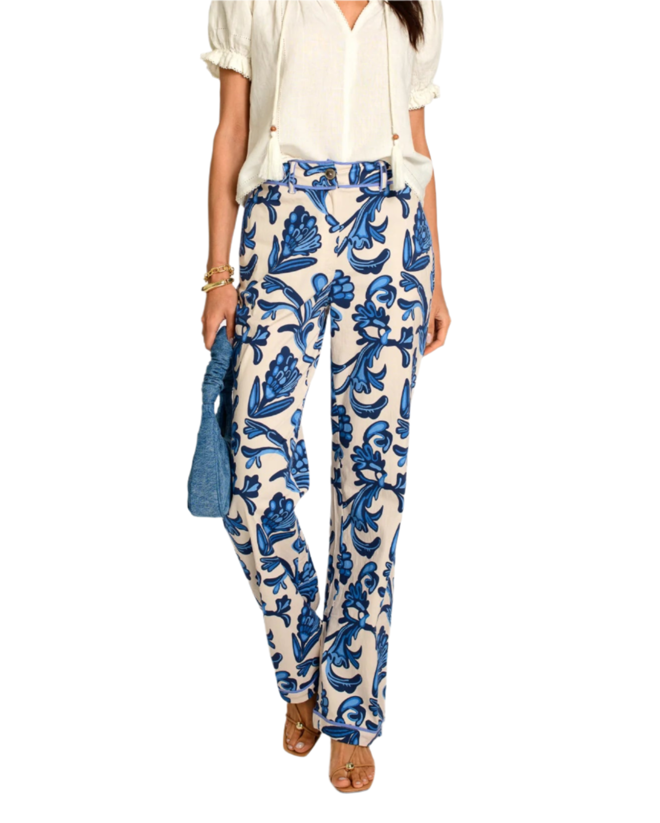 Cut from a fabulous stretch cotton, our Tilda pants combine tailored sophistication with a comfortable, easy fit. Adorned with belt loops, front & back pockets, and a classic pant fly, Tilda is an easy style to pair back to solids or wear as a matching set.