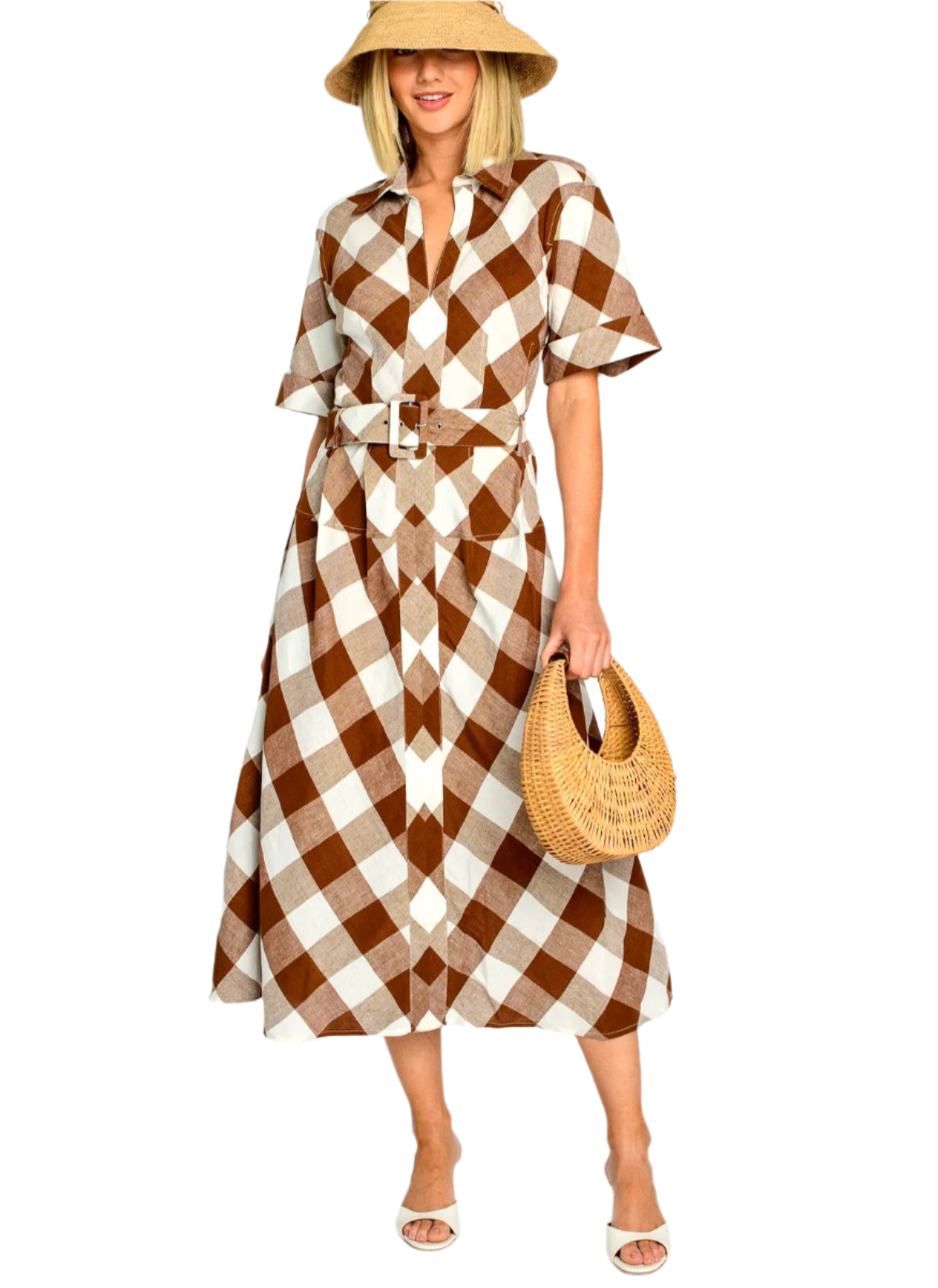 Collins Dress in Brown Gingham by Elizabeth James the Label