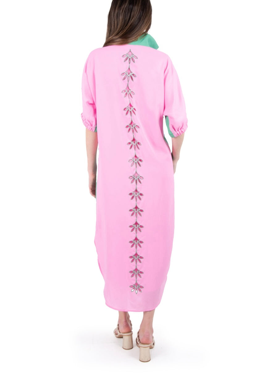 Poppy Caftan in Guava Colorblock by Emily McCarthy