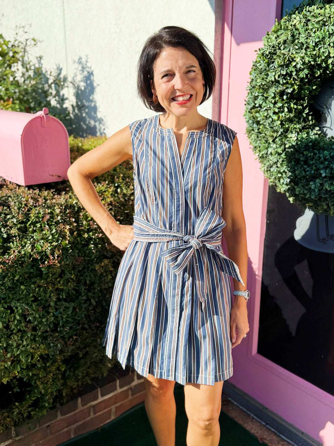 Hadley Romper in Navy Stripe