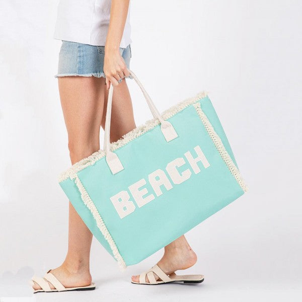 Canvas Tote Bag with "BEACH"