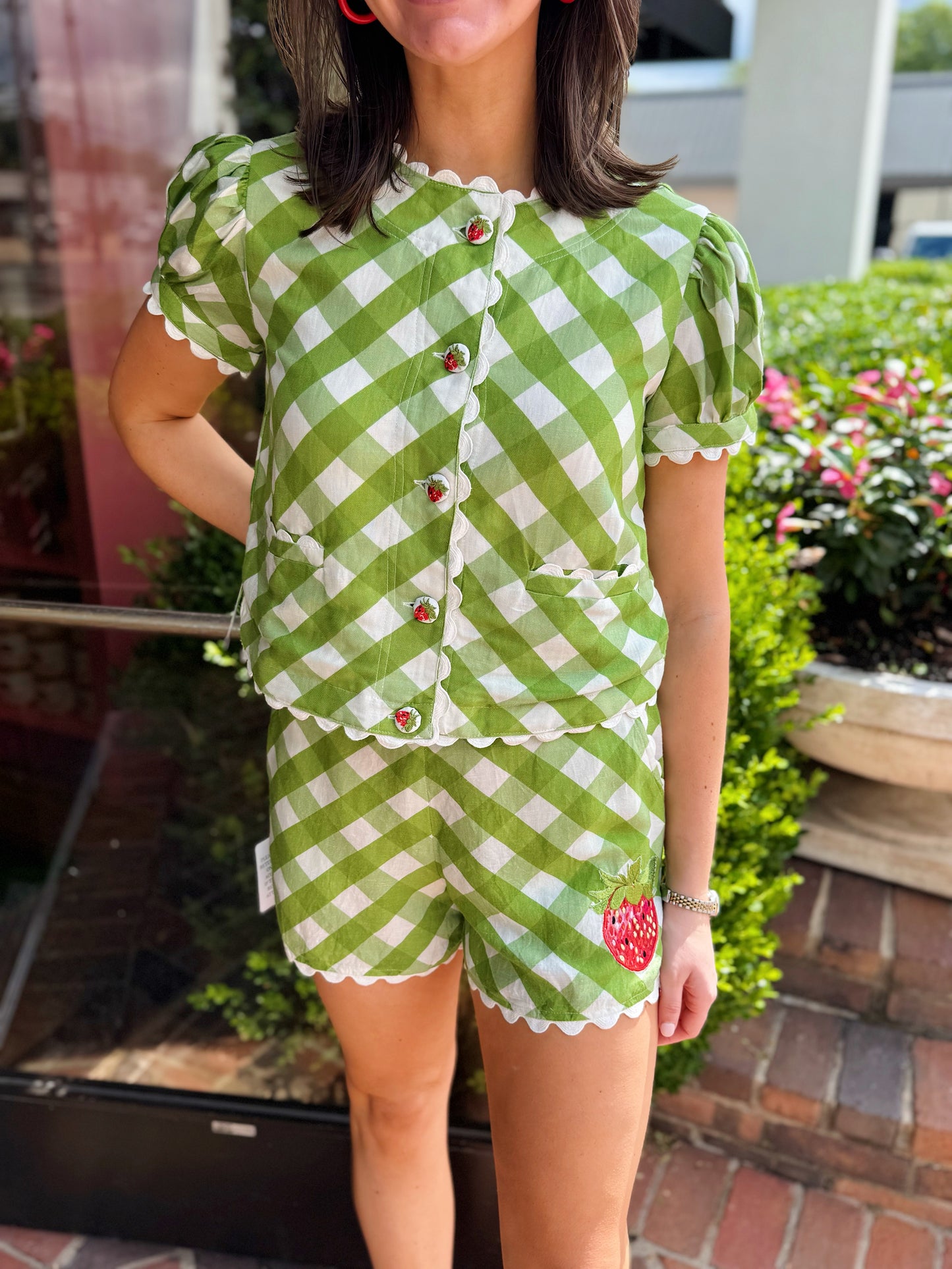 Coco Top in Green Gingham by Elizabeth James the Label