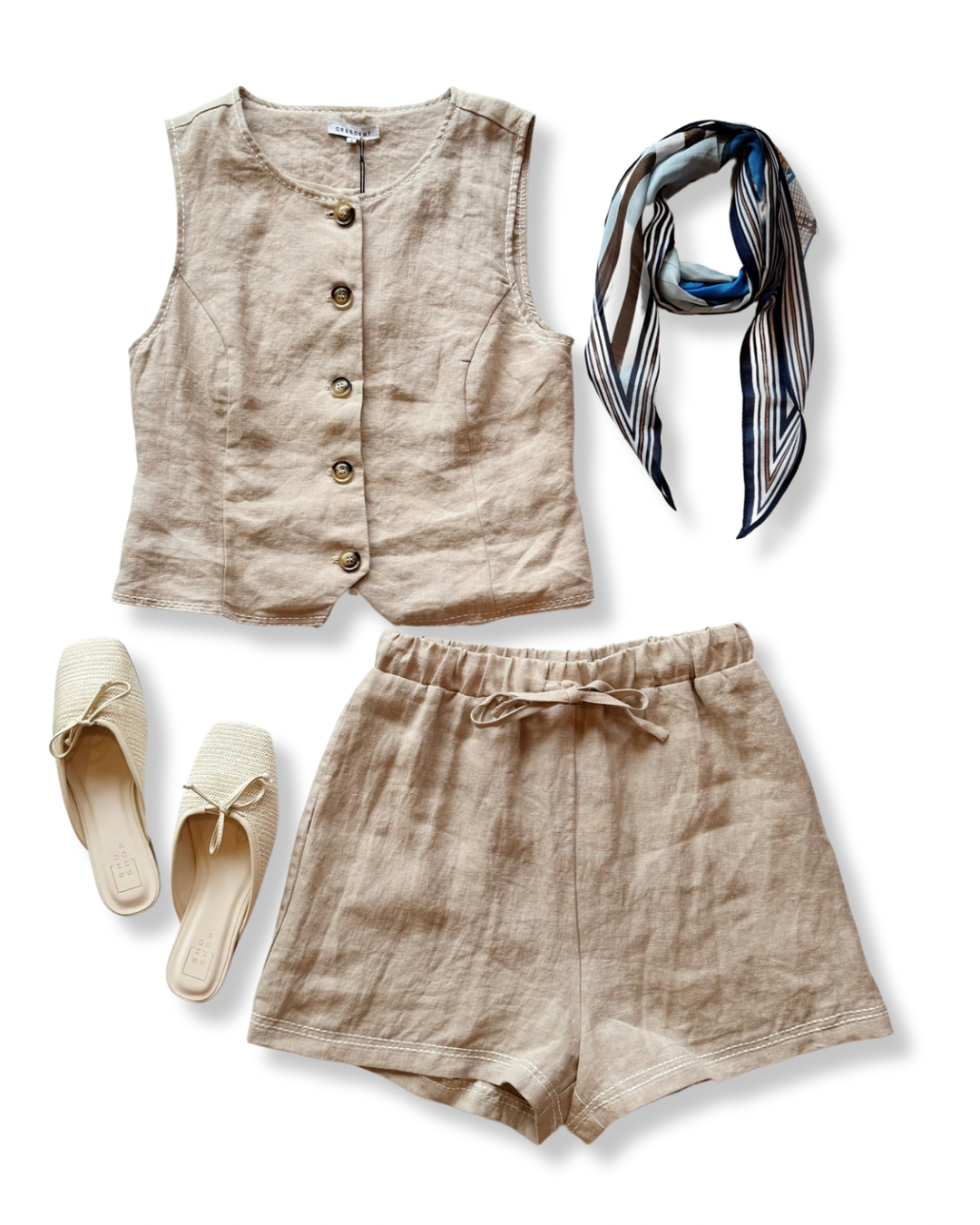 Donnie Contrast Embroidery Short Set