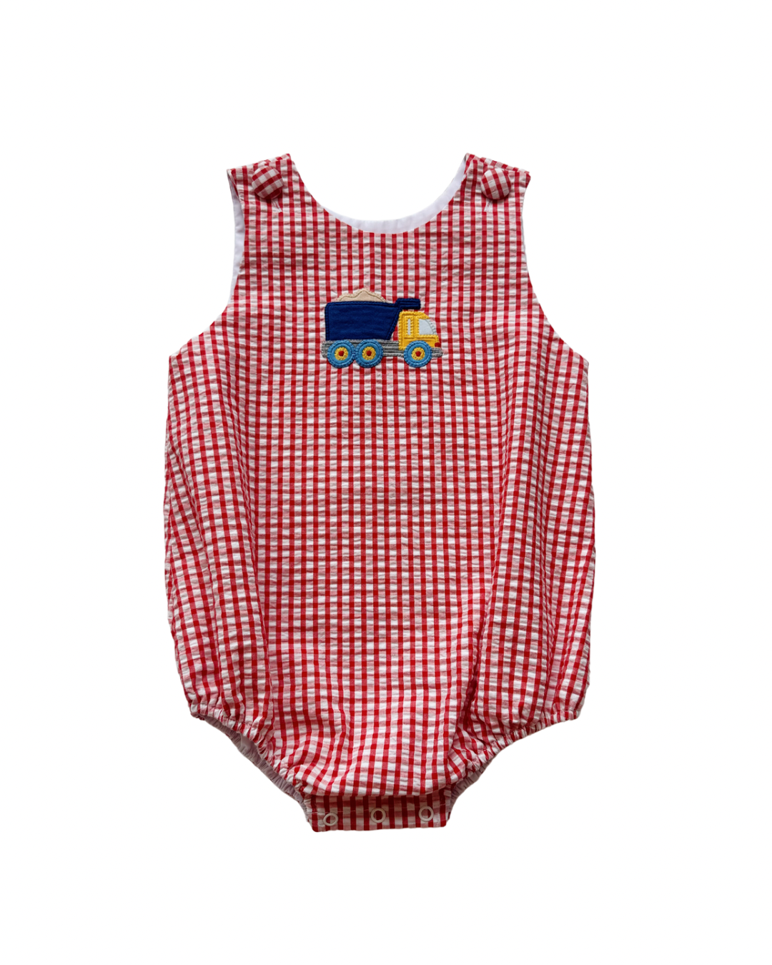 Construction Christopher Sunsuit in Red Check Seersucker