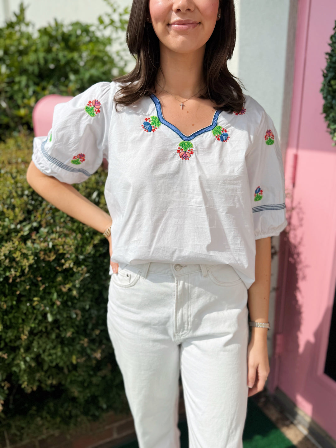 Flower Embroidered Top