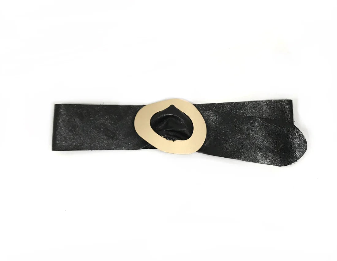 Leather Belt with Gold Buckle