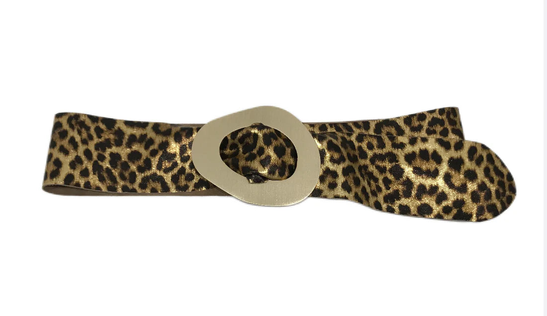 Leather Belt with Gold Buckle