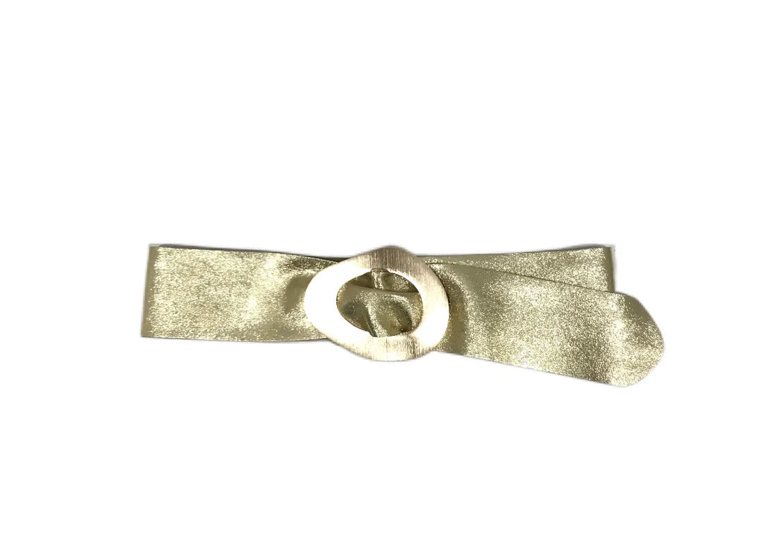 Leather Belt with Gold Buckle