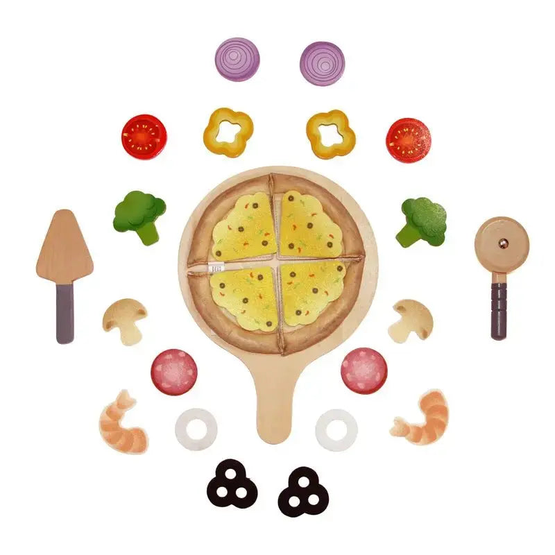 Perfect Pizza Wooden Playset Kids Kitchen Pizza Oven & Delivery Box