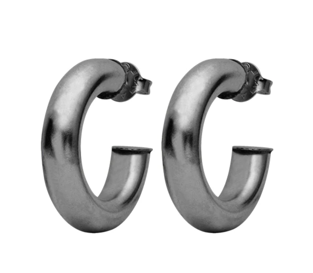 Shelia Fajl Small Gun Metal Chantal Hoops