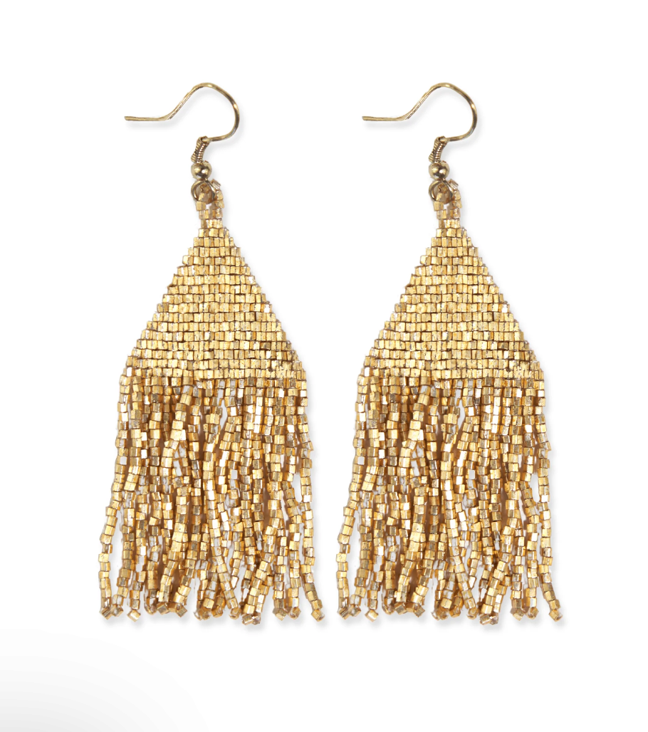 Lexi Solid Beaded Fringe Earrings