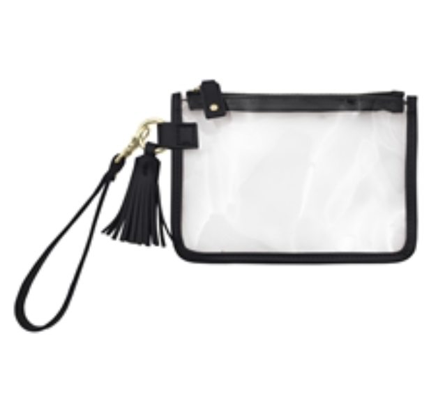 Clear Black Wristlet