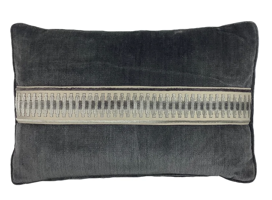 Jefferson Charcoal Tape Down Pillow-16x24