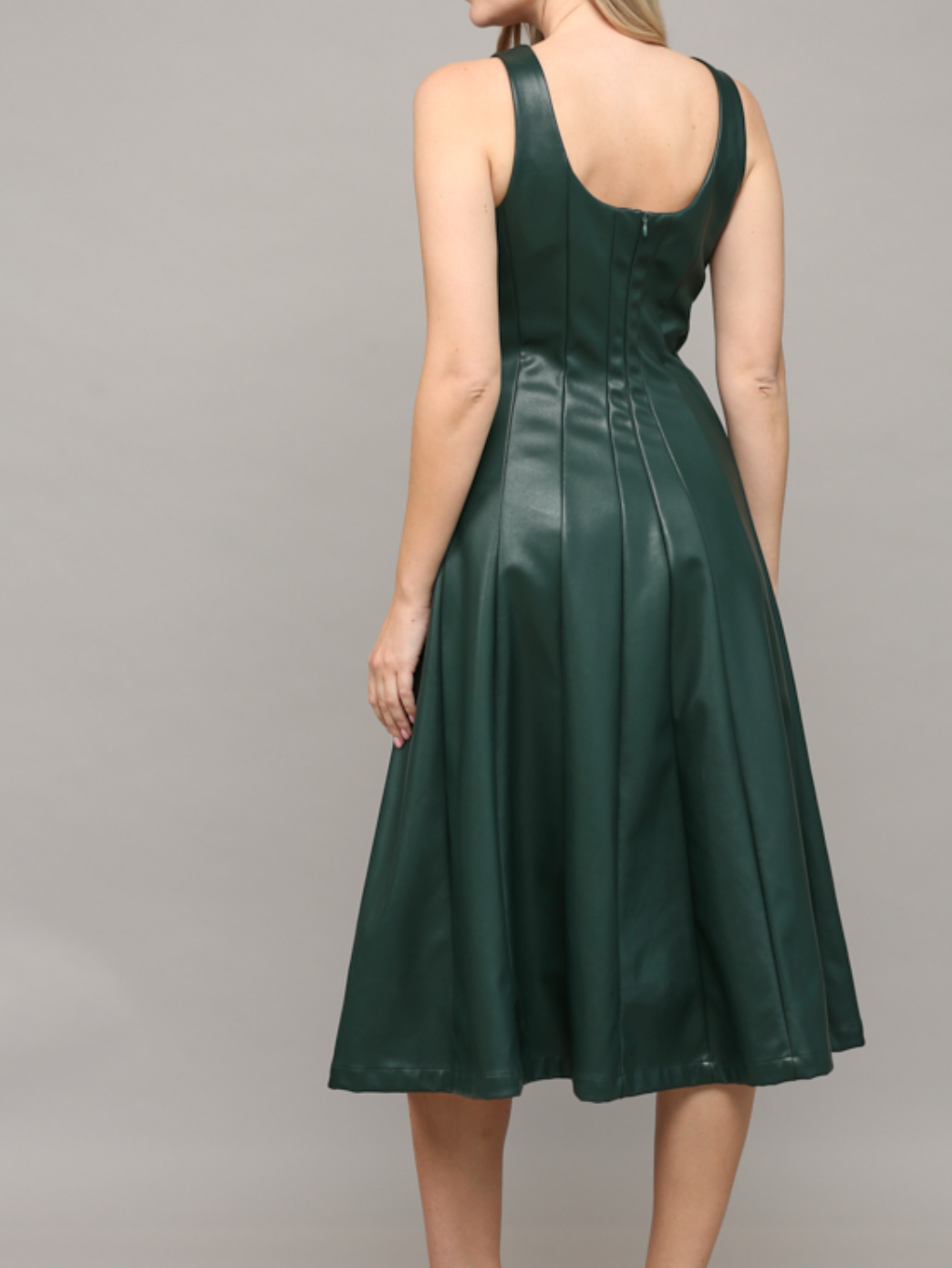 Rainey Faux Leather Midi Dress, green