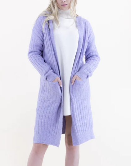 Ribbed discount hooded cardigan