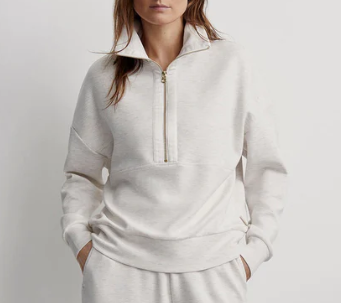 Ivory Marl Keller Half Zip Pullover by Varley