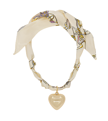 Bold Heart Charm Scarf Necklace Set