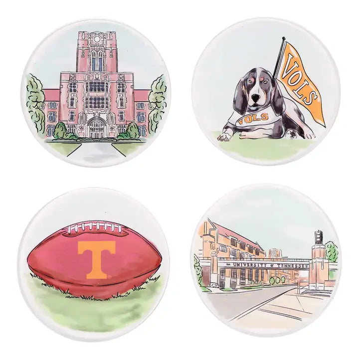 Show your Volunteer spirit with the Tennessee Coaster! Featuring the iconic orange and white colors with official University of Tennessee branding, these durable coasters are perfect for protecting your surfaces during game days, tailgates, or everyday use. Whether in your dorm, office, or living room, they bring a bold and functional touch of Rocky Top pride to any space. A must-have gift for Tennessee students, alumni, and fans who love to cheer on the Vols in style!