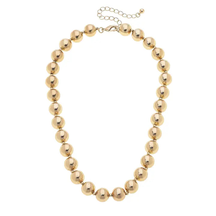 Phoebe Ball Bead Necklace in Shiny Gold
