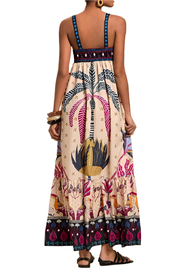 Perfect for any warm weather occasion, this dress features a playful tropical print that will have you feeling like you're on vacation. 