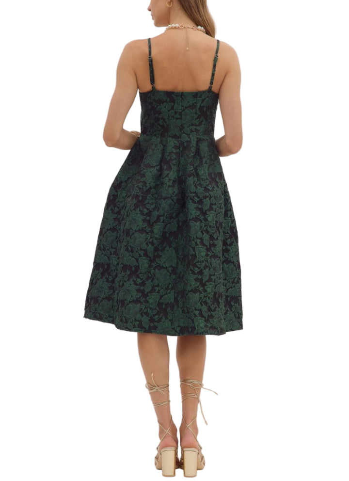 Floral Jacquard Sleeveless Midi Dress