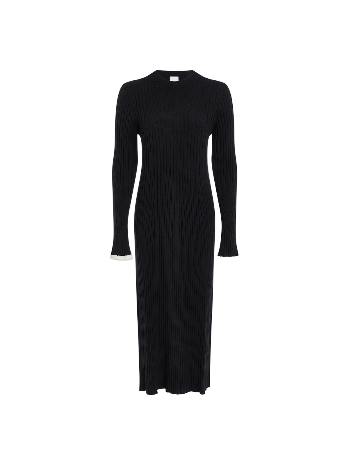 Varley Axel Rib Knit Midi Dress | Black | Size L