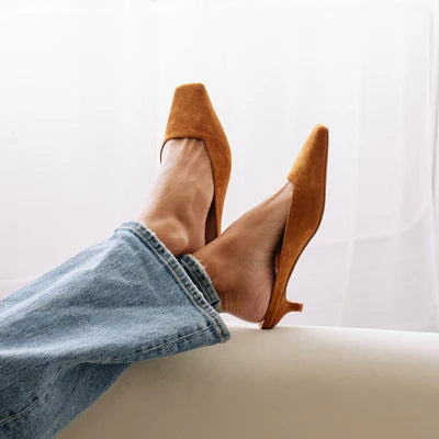 Classy Heeled Mule in Tobacco