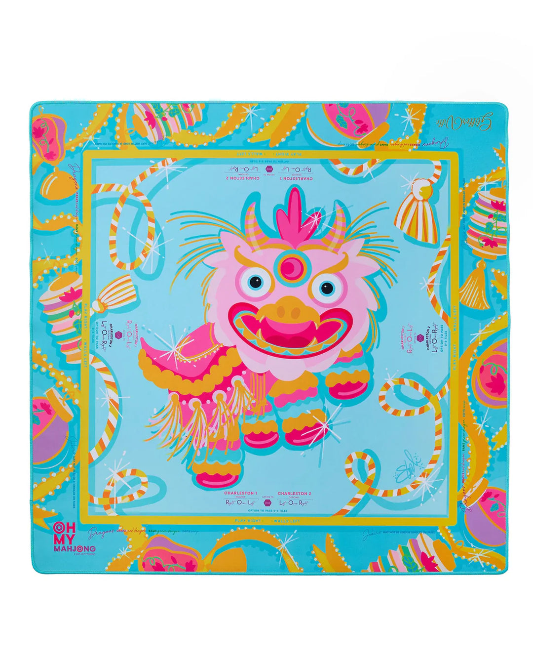 Glitterville Pink Dragon Oh My Mahjong Mat