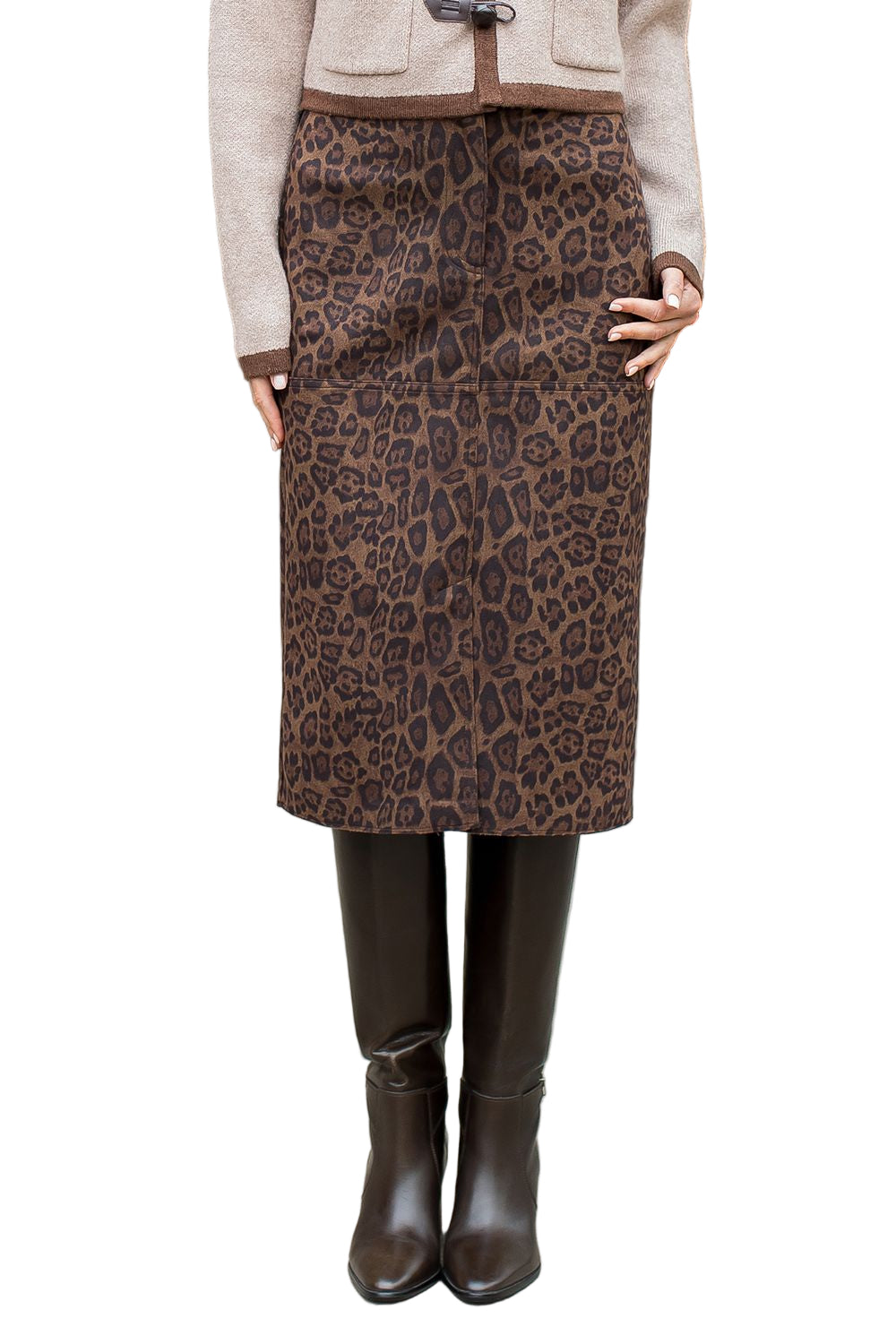 Caroline Cheetah Suede Skirt