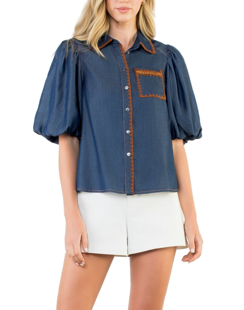 Zoe Denim Puff Sleeve Top