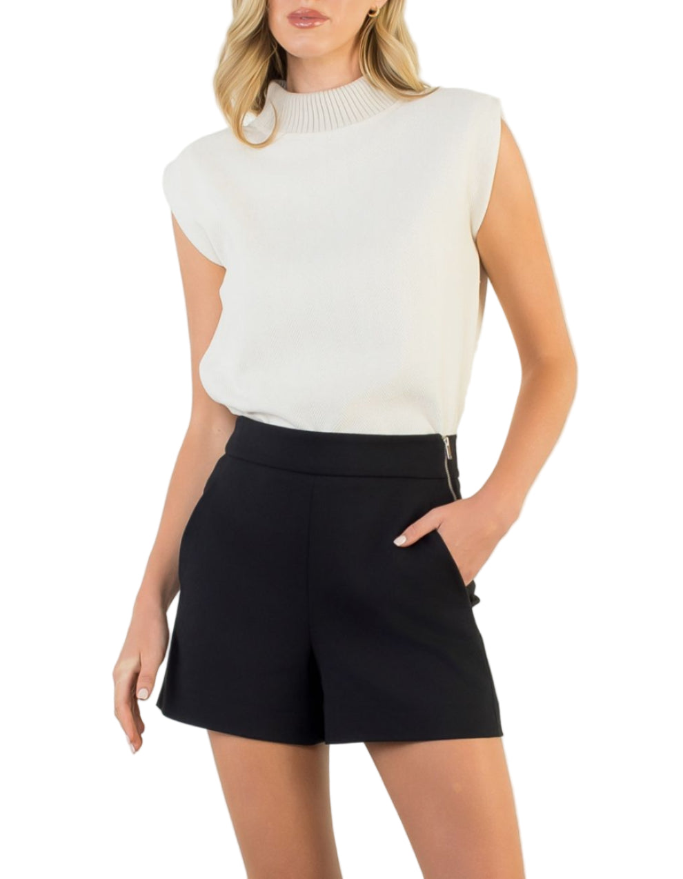 Sadie Mock Neck Sleeveless Top